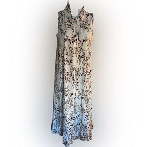 Made With Love Midi Summer Dress -M white floral print.  polyester, NWT